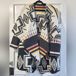 Lane Bryant Aztec Blanket Open Waterfall Front Cardigan, Size 14/16 Wool Blend